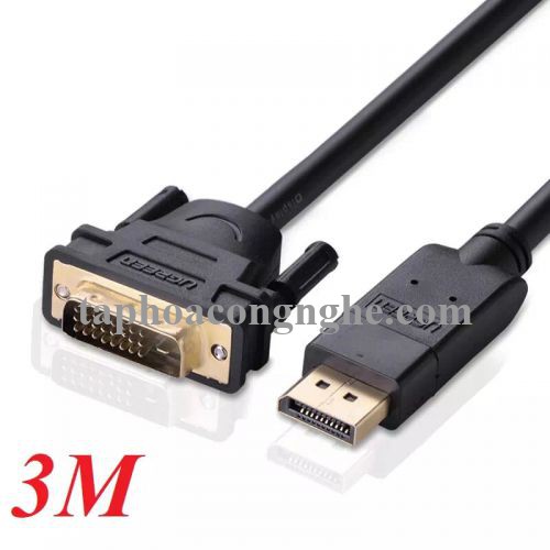 Ugreen 10222 3M màu Đen Cáp chuyển đổi DP sang DVI 24 + 1 Hỗ trợ độ phân giải 1920x1201 DP103 30010222